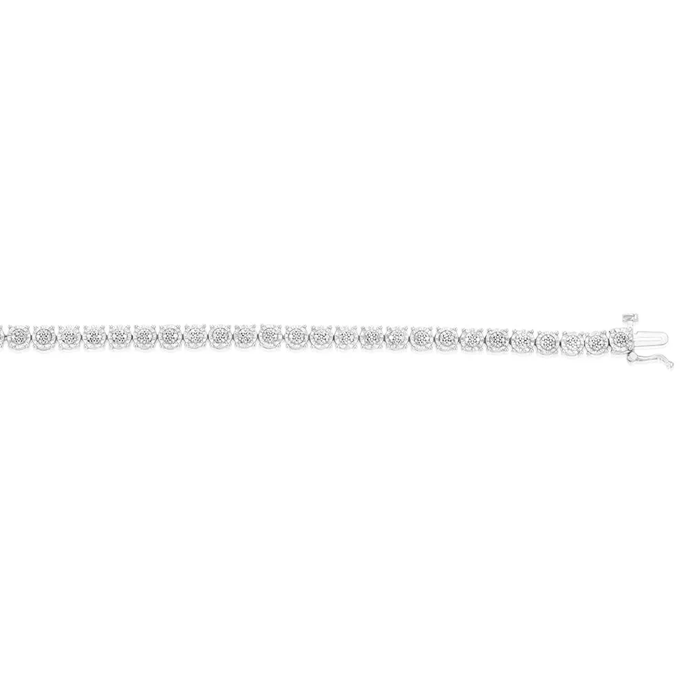 1/4 Carat Diamond Tennis Bracelet in Sterling Silver 18.5cm