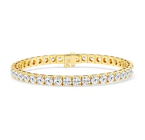 14.00 Carat tw Beautiful Yellow Gold Round Brilliant Cut Shiny Diamond Ladies Tennis Bracelet.Secure Double Clasp.