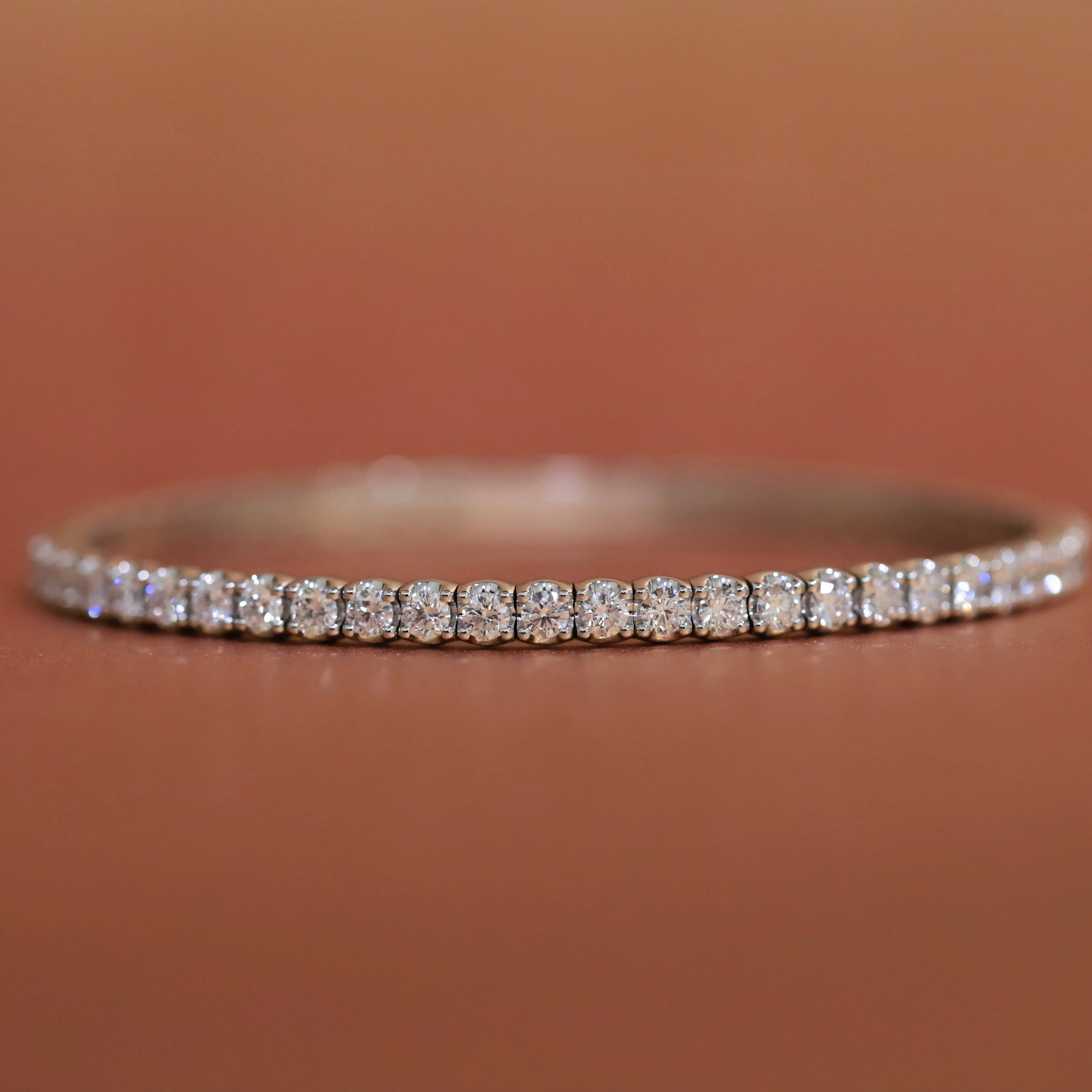 14ct White Gold Round Brilliant Cut Diamond Tennis Bracelet