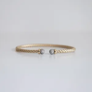 14K Two-Tone Gold Woven Bangle Tipped with 1.5ct Pavé Set Lab-Grown Diamonds (E Color, VS1 Clarity)