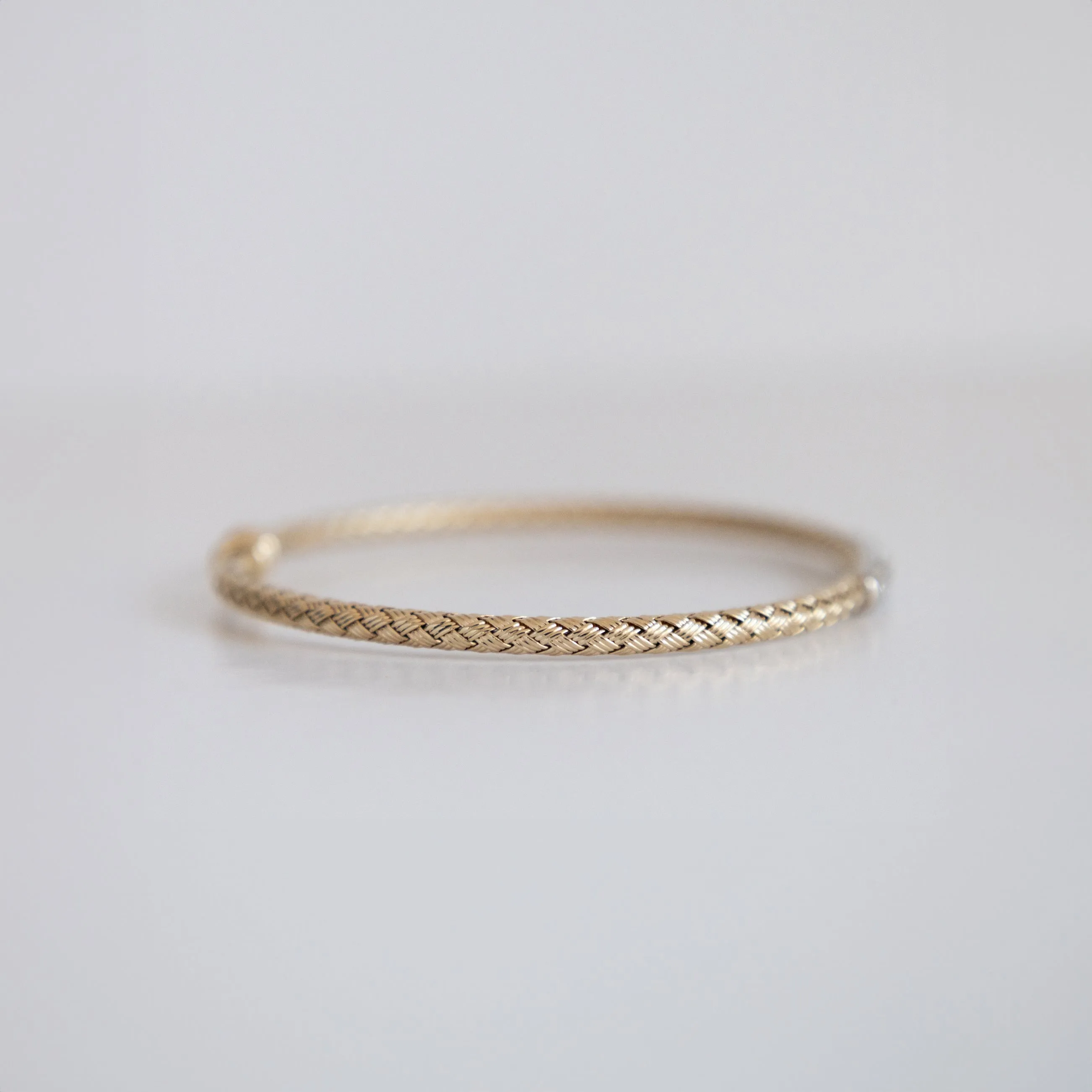 14K Two Tone Gold Woven Bangle with 1.25ct pavé set Lab-Grown Diamonds (E Color, VS1 Clarity)