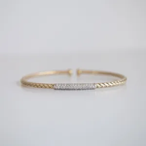 14K Two Tone Gold Woven Bangle with 1.25ct pavé set Lab-Grown Diamonds (E Color, VS1 Clarity)