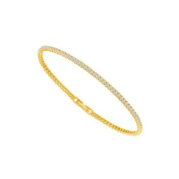 14k White Gold 0.75 Ctw Diamond Classic Bangle Tennis Bracelet