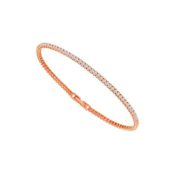 14k White Gold 0.75 Ctw Diamond Classic Bangle Tennis Bracelet