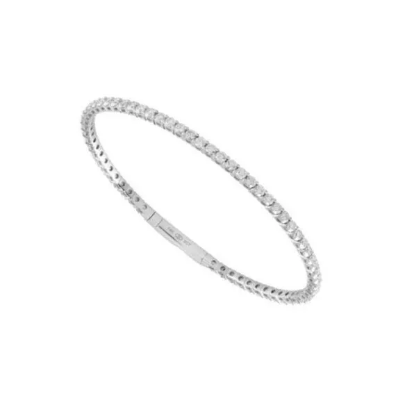 14K WHITE GOLD 2.63 CTW CLASSIC ROUND DIAMOND TENNIS BANGLE BRACELET