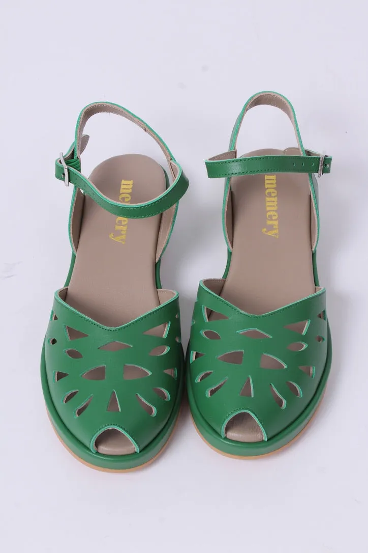 1940s / 50s style summer sandals /  wedges - Green - Sidse