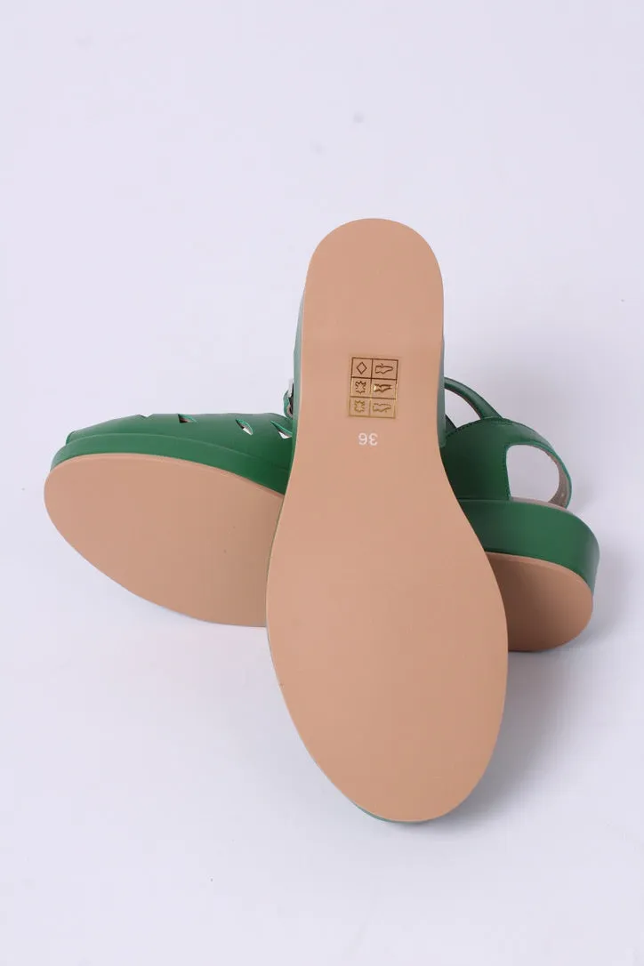1940s / 50s style summer sandals /  wedges - Green - Sidse