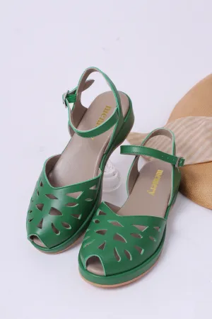 1940s / 50s style summer sandals /  wedges - Green - Sidse