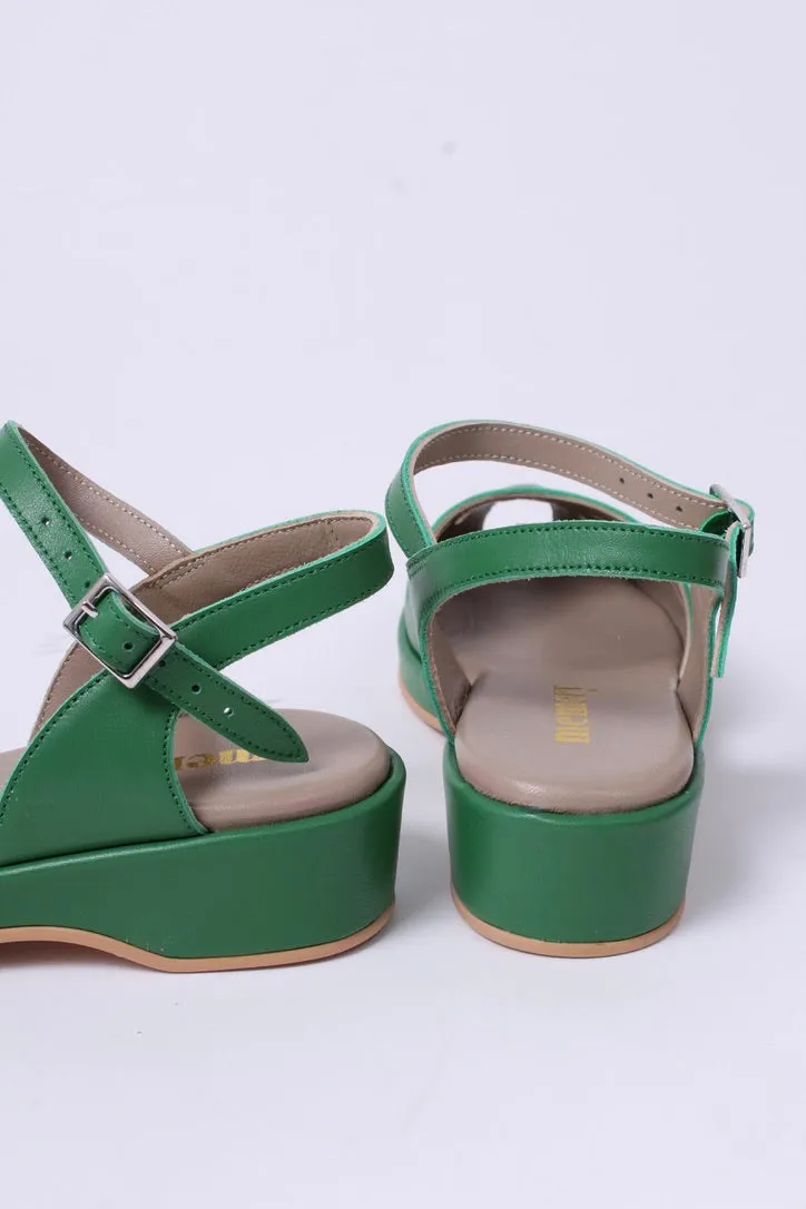 1940s / 50s style summer sandals /  wedges - Green - Sidse