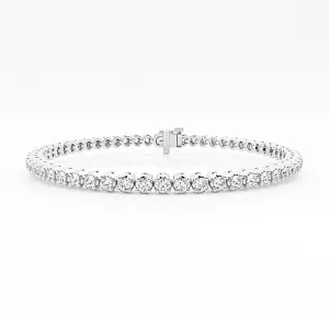 3.00 Carat tw Beautiful White Gold Round Brilliant Cut Shiny Diamond Ladies Tennis Bracelet.Secure Double Clasp.