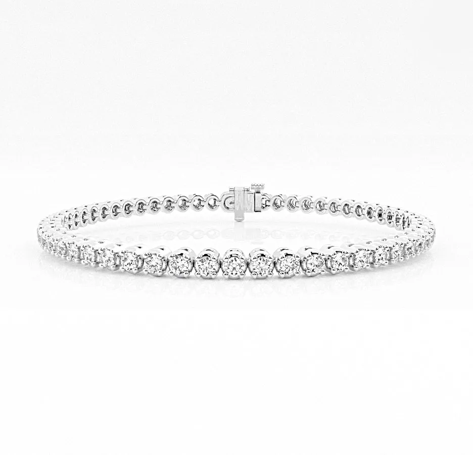 3.00 Carat tw Beautiful White Gold Round Brilliant Cut Shiny Diamond Ladies Tennis Bracelet.Secure Double Clasp.