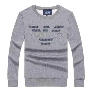 Armani Jeans Embroidered Logo Sweat Shirt- Grey