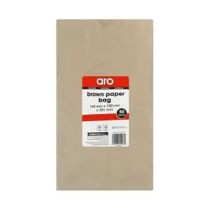 Aro Brown Paper Bag No.8 165mmx100mmx301mm 50pack