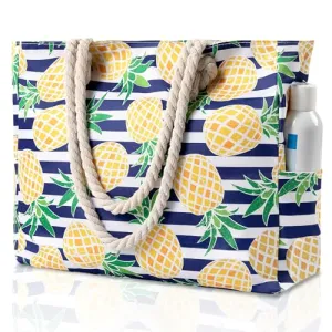 Beach Bags For Women - Large Beach Bags with Zipper Waterproof Sandproof Swim Pool Bag Large Tote