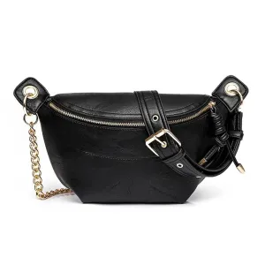 BLACK VEGAN LEATHER SLING BAG