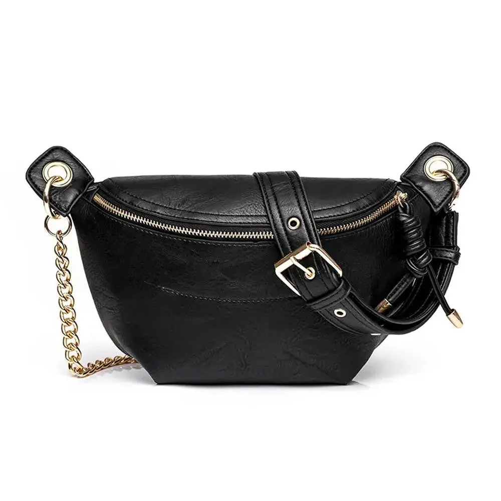 BLACK VEGAN LEATHER SLING BAG