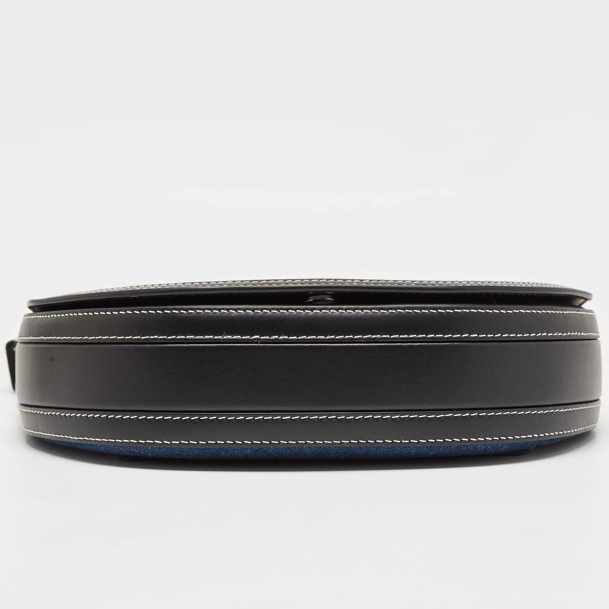 BURBERRY Blue/Black Denim and Leather Small Olympia Shoulder Bag