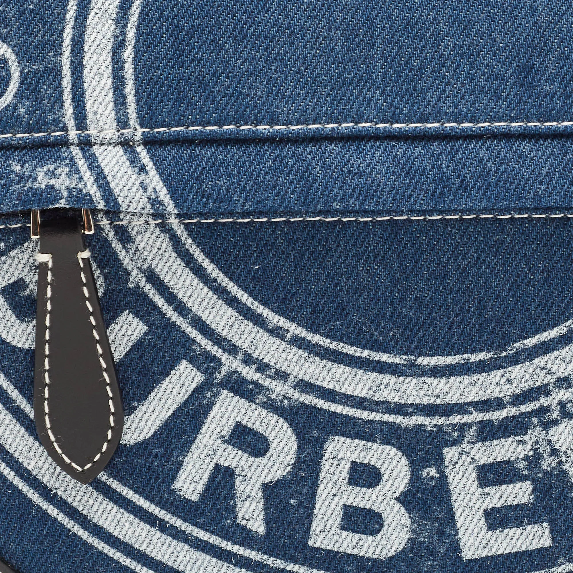 BURBERRY Blue/Black Denim and Leather Small Olympia Shoulder Bag