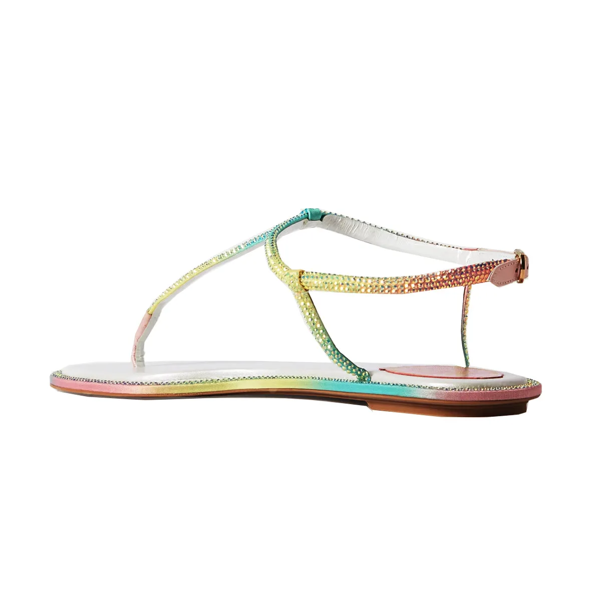 Diana Burano Thongs with Crystals and Rubber Sole