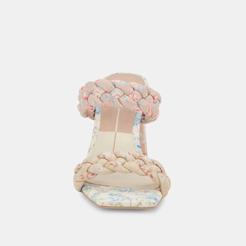 Dolce Vita Paily Pink Floral Stella Braided Straps Slip On Heeled Sandals