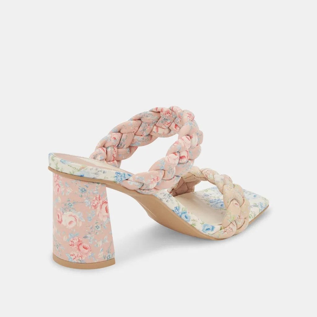 Dolce Vita Paily Pink Floral Stella Braided Straps Slip On Heeled Sandals