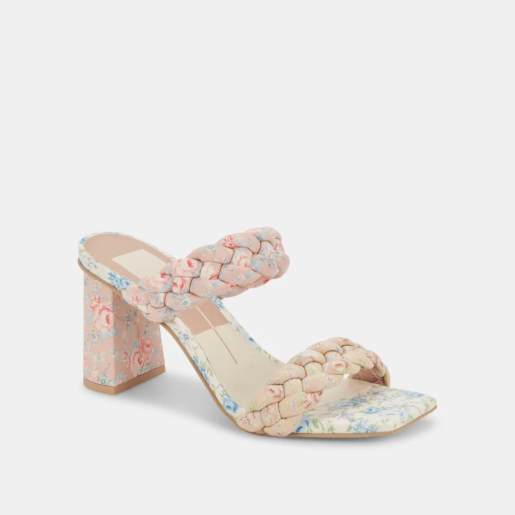Dolce Vita Paily Pink Floral Stella Braided Straps Slip On Heeled Sandals