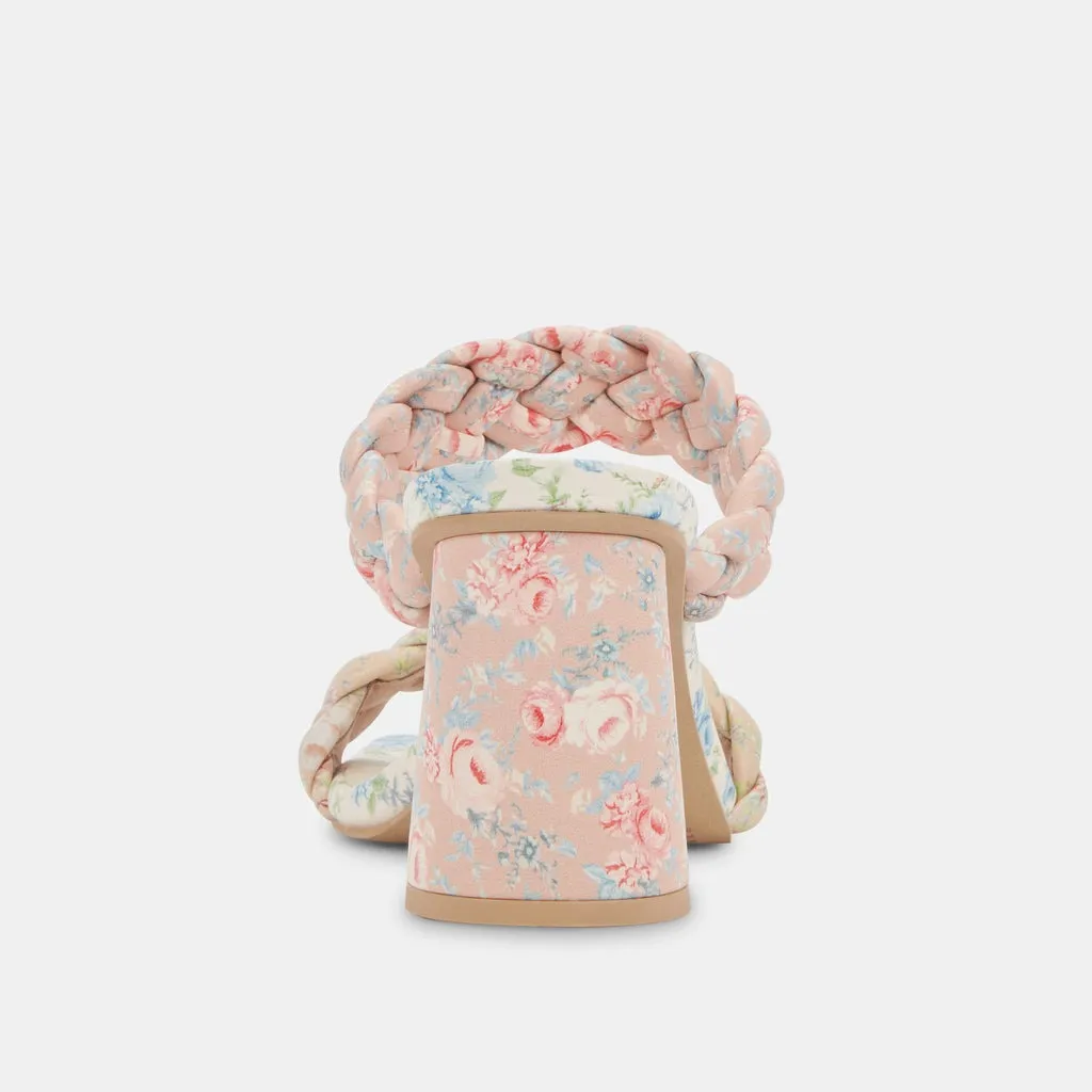 Dolce Vita Paily Pink Floral Stella Braided Straps Slip On Heeled Sandals