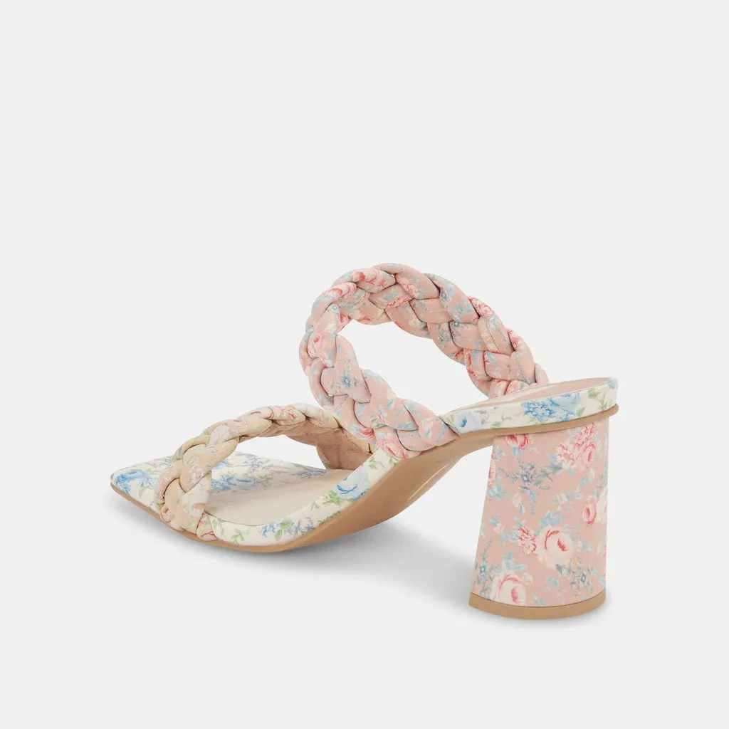Dolce Vita Paily Pink Floral Stella Braided Straps Slip On Heeled Sandals
