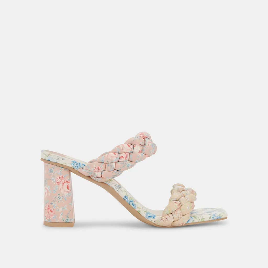 Dolce Vita Paily Pink Floral Stella Braided Straps Slip On Heeled Sandals