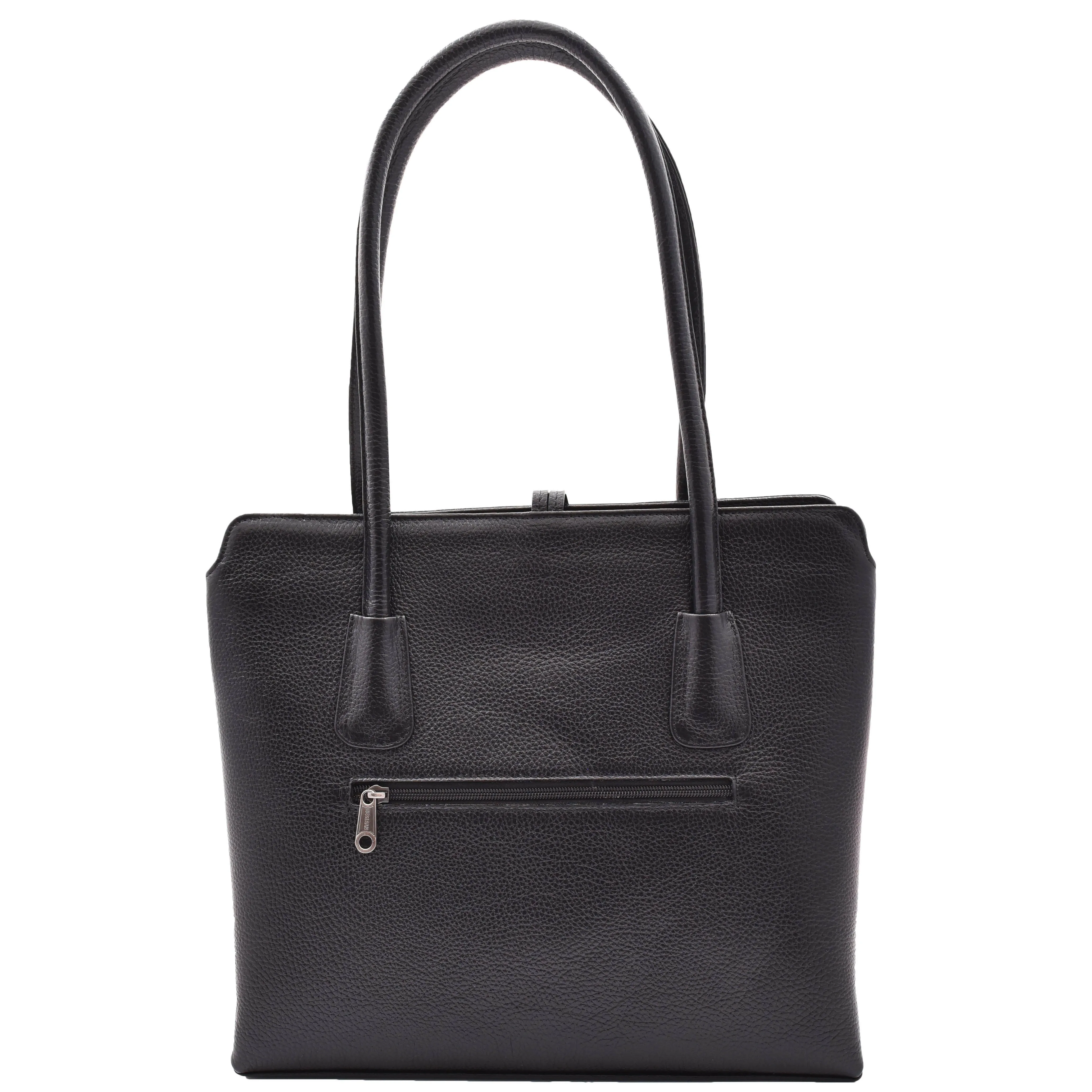 DR590 Women's Stylish Zip Opening Tote Large Shoulder Bag Black