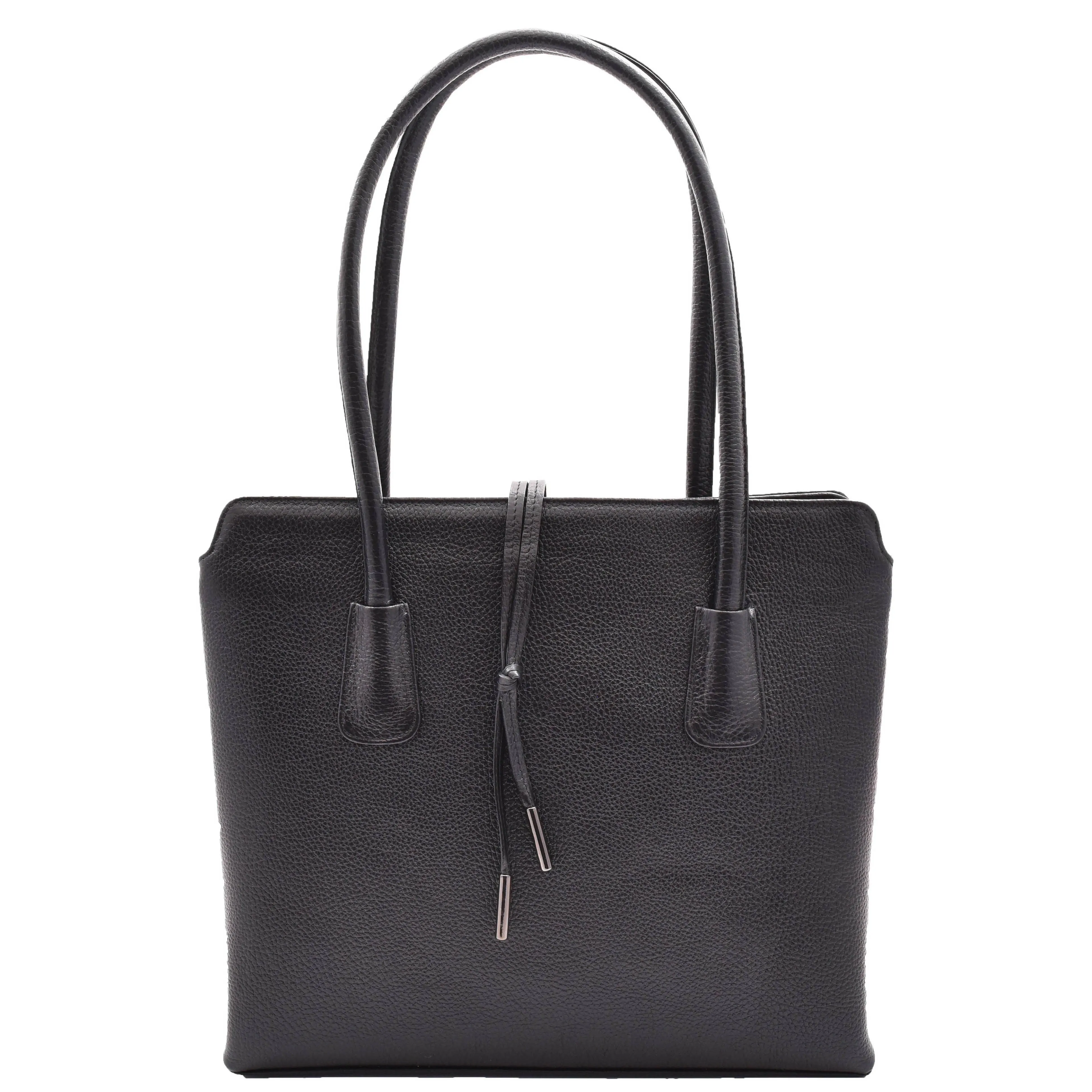 DR590 Women's Stylish Zip Opening Tote Large Shoulder Bag Black
