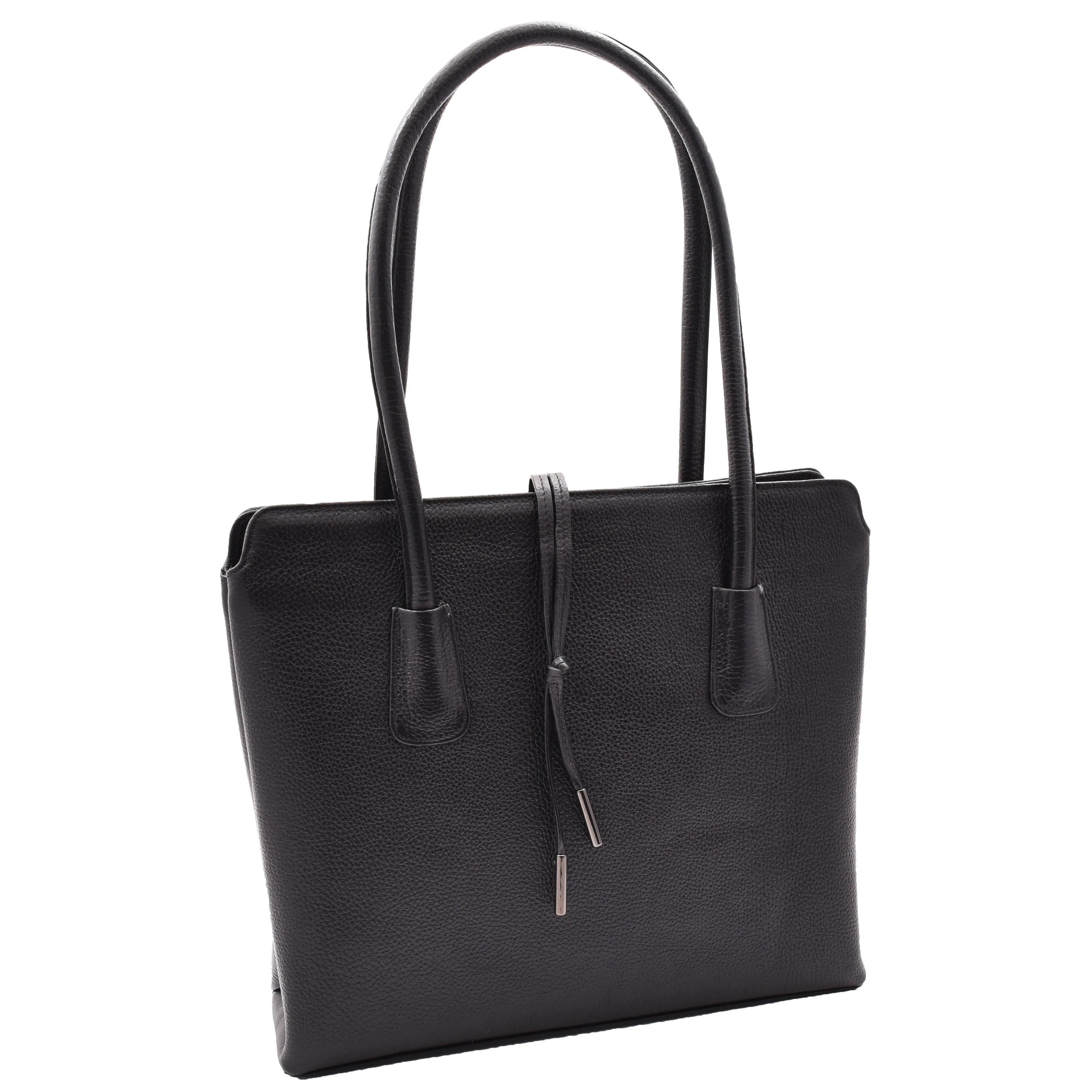DR590 Women's Stylish Zip Opening Tote Large Shoulder Bag Black