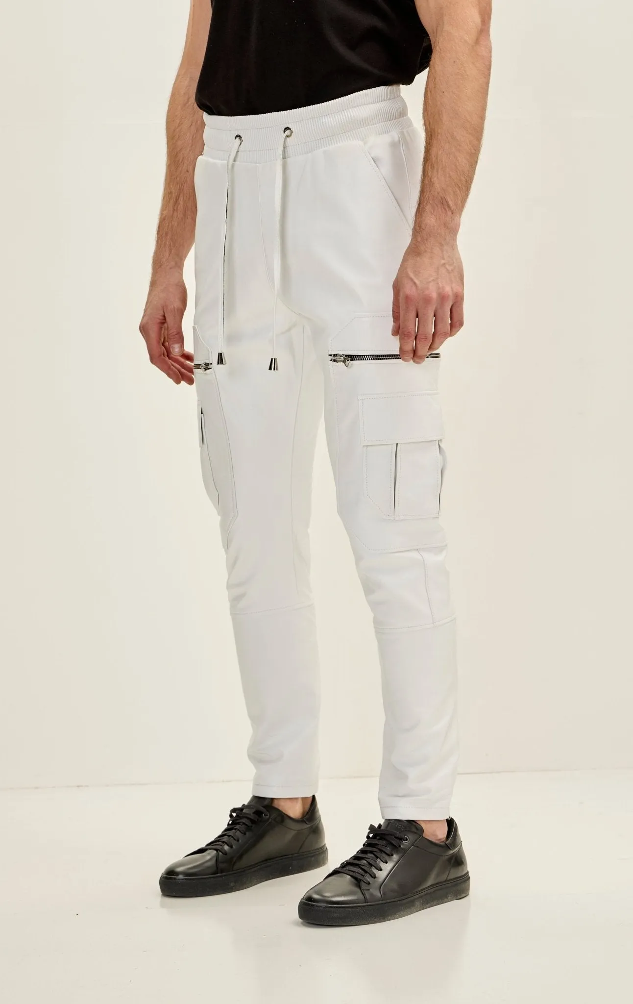 Genuine Leather Destination Joggers - White