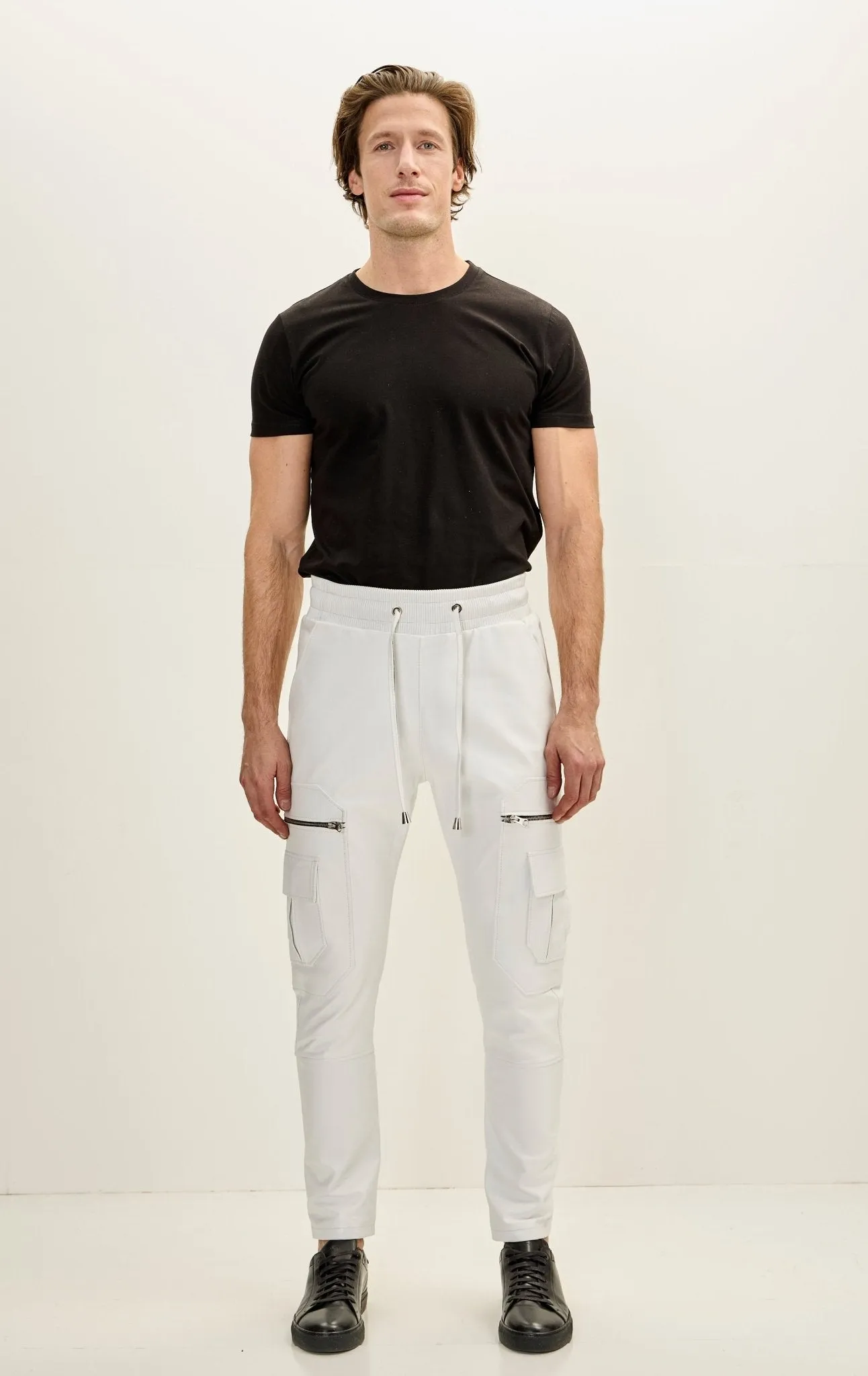 Genuine Leather Destination Joggers - White