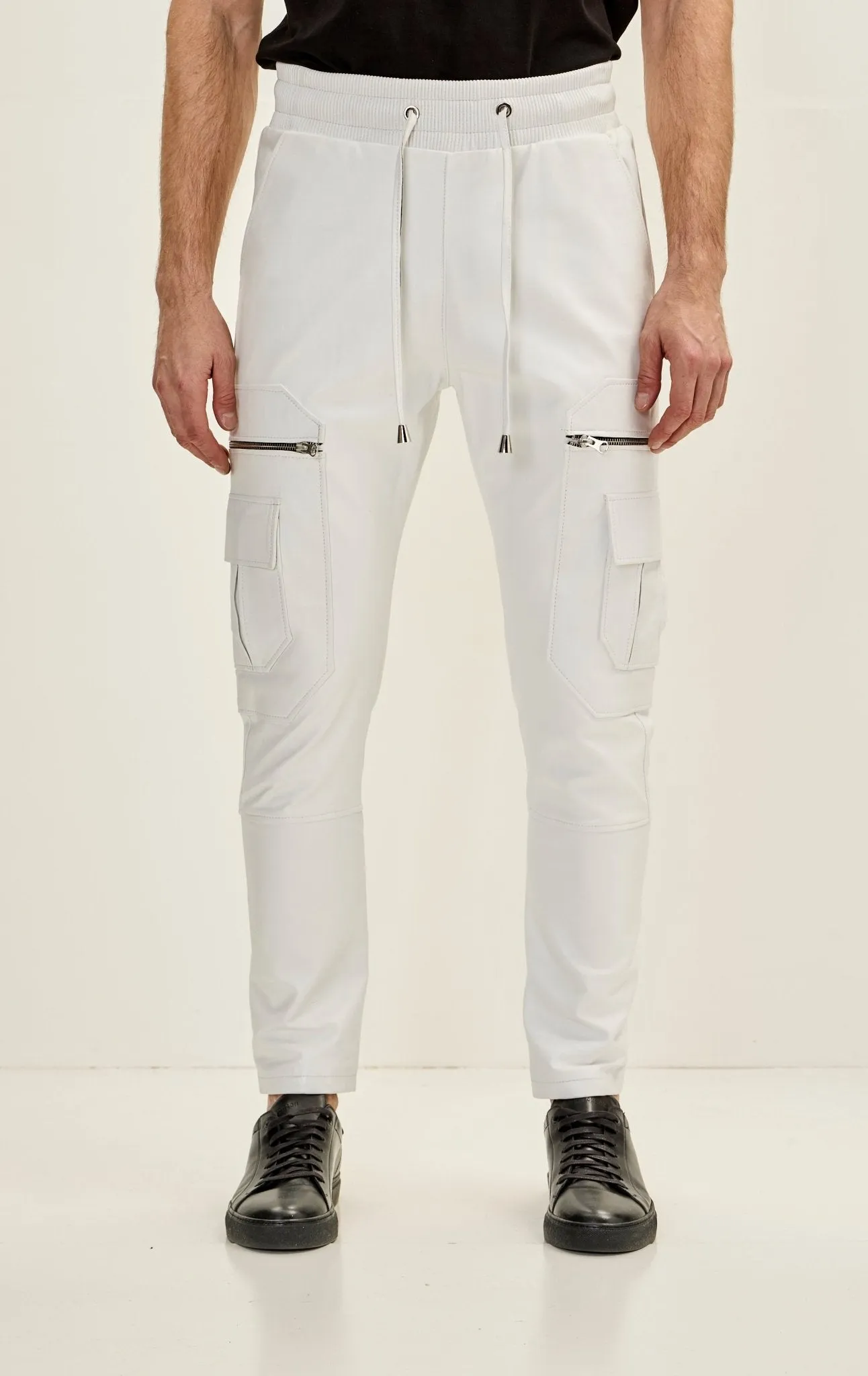 Genuine Leather Destination Joggers - White