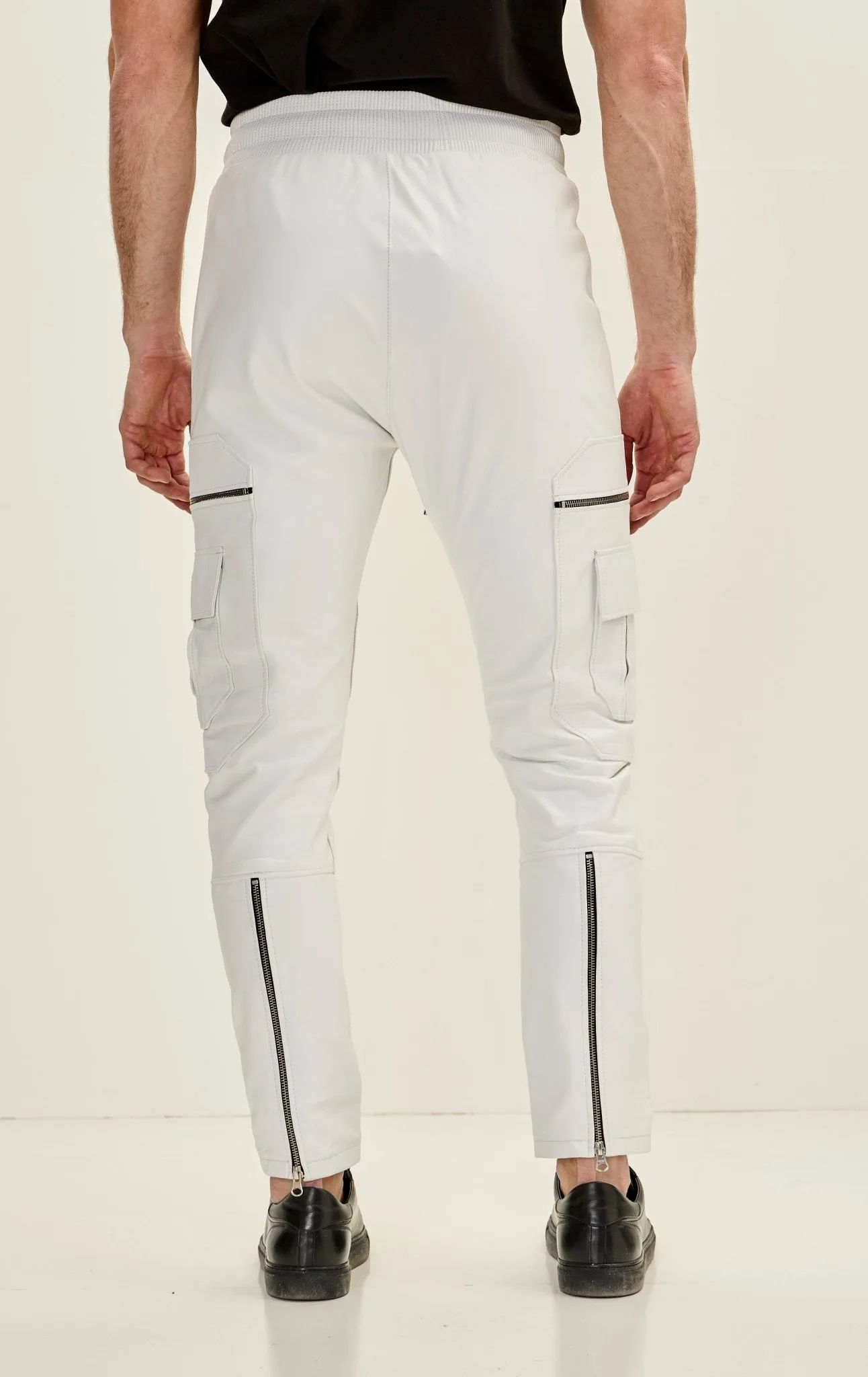 Genuine Leather Destination Joggers - White