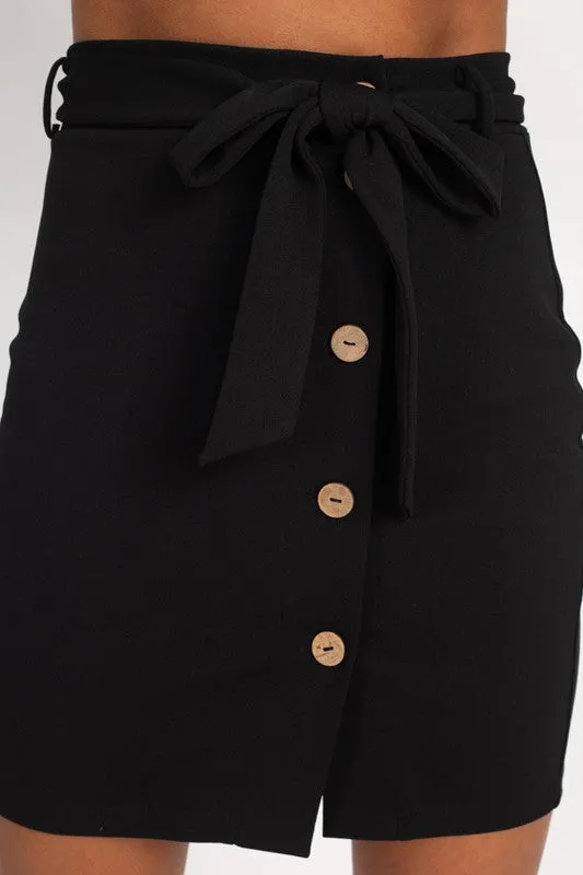 Get In Front Of Me Tie Skirt (Black)