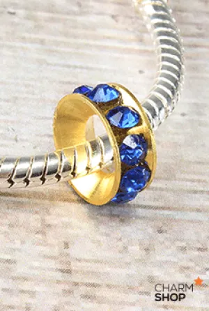 Glimmering Dark Blue Stone Bead Charm