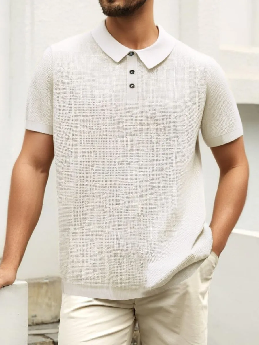 Hollow Out Zip Collar Knit Polo