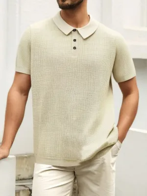 Hollow Out Zip Collar Knit Polo