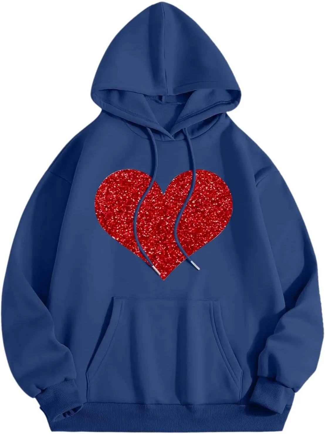 Hoodie Women Love Graphic Print Y2K Hoodies Oversized Casual Drawstring Long Sleeve Pullover Tops with Pockets