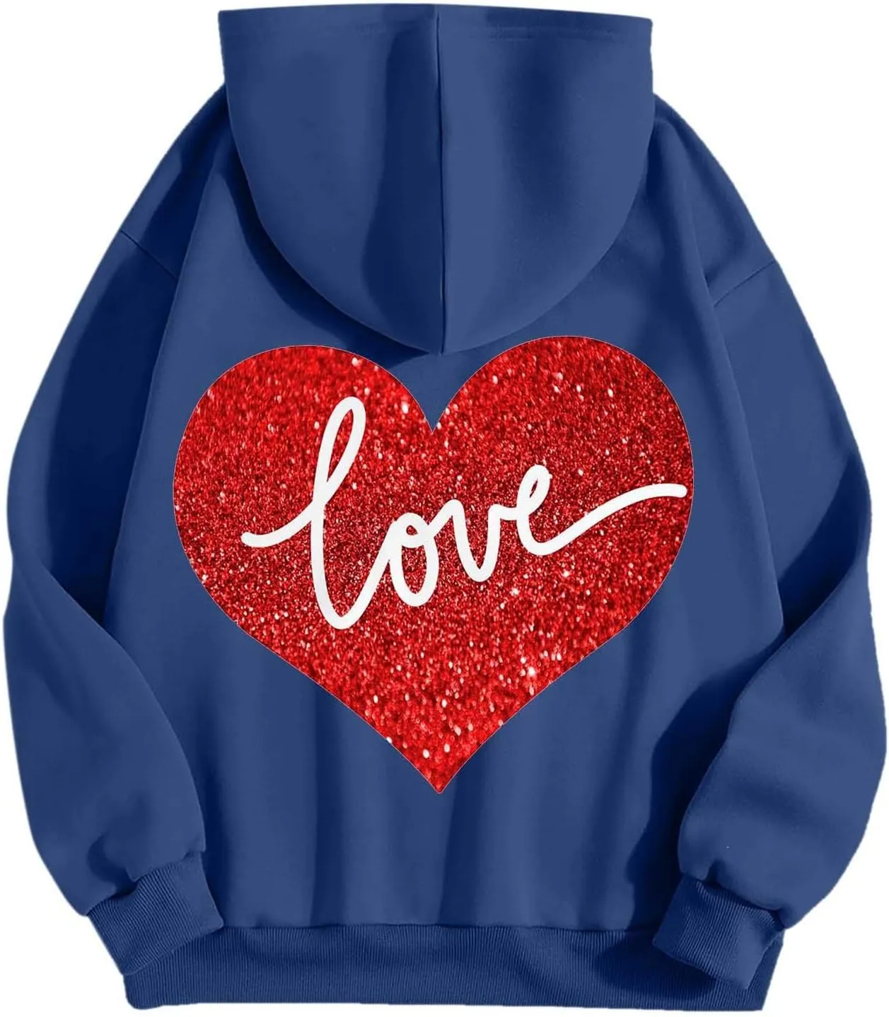 Hoodie Women Love Graphic Print Y2K Hoodies Oversized Casual Drawstring Long Sleeve Pullover Tops with Pockets