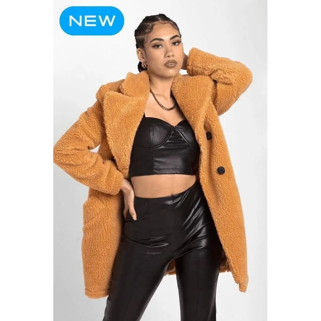 Janine Double Breasted Borg Teddy Coat