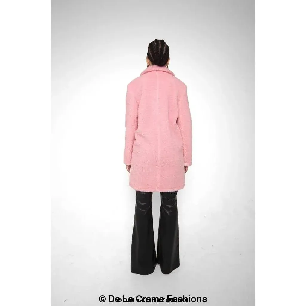 Janine Double Breasted Borg Teddy Coat