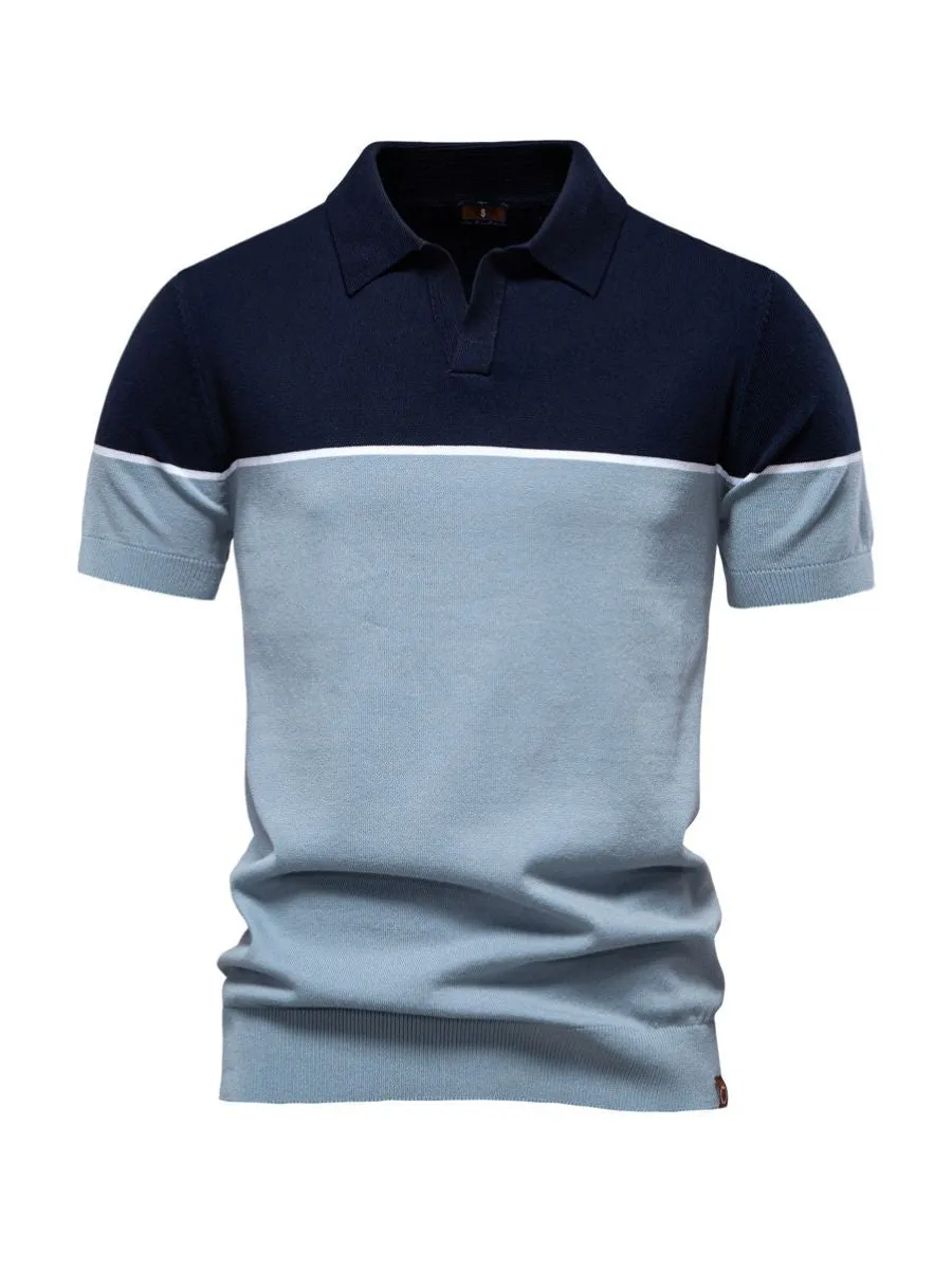 Lightweight Color Block Knit Sweater Polo
