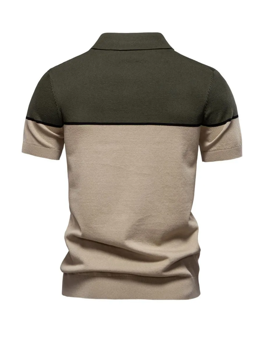 Lightweight Color Block Knit Sweater Polo