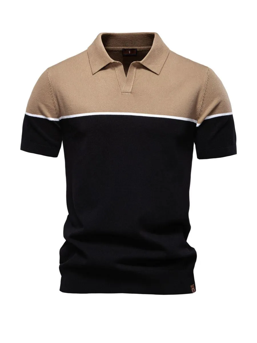 Lightweight Color Block Knit Sweater Polo