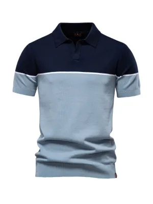 Lightweight Color Block Knit Sweater Polo