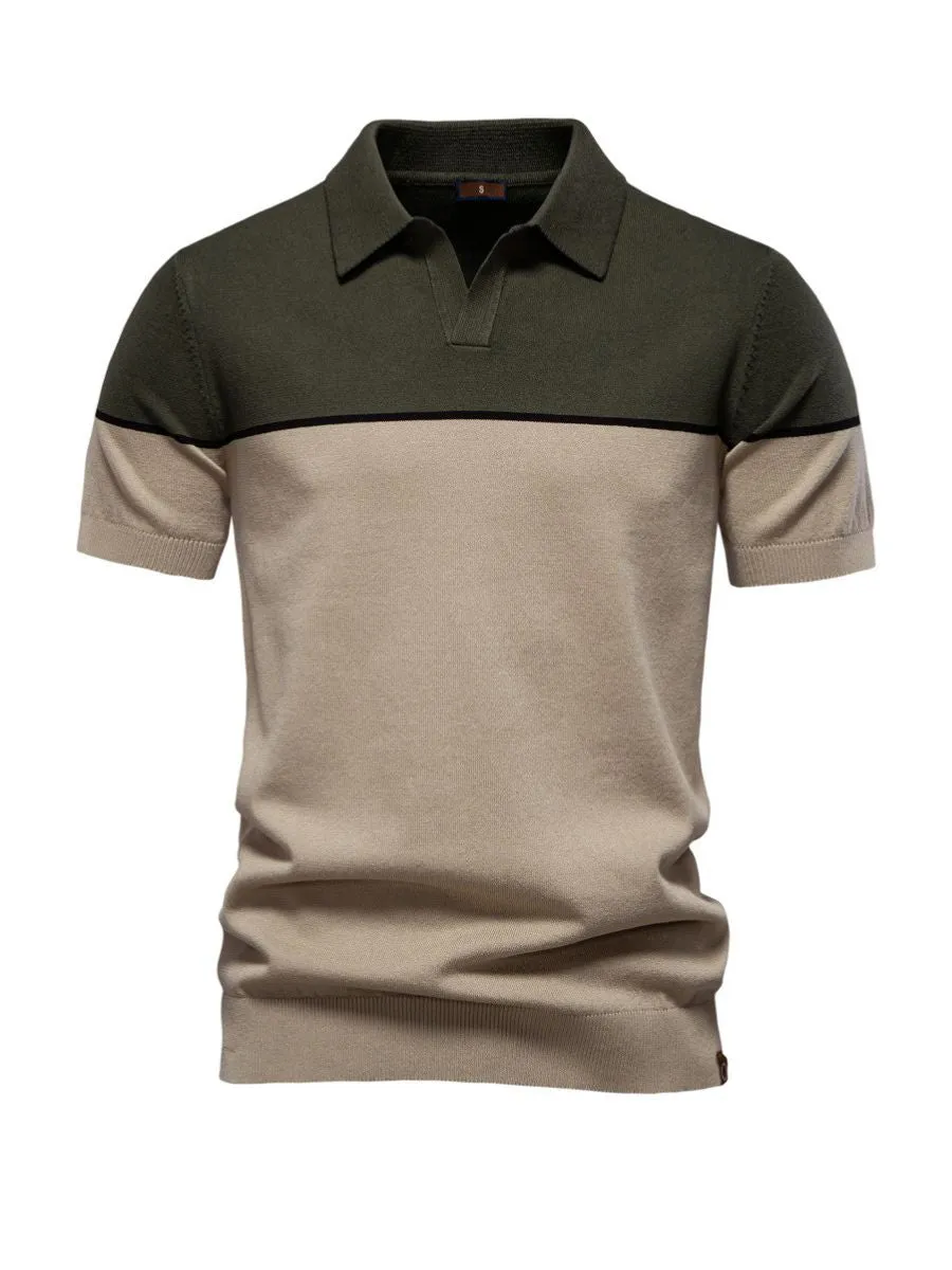 Lightweight Color Block Knit Sweater Polo
