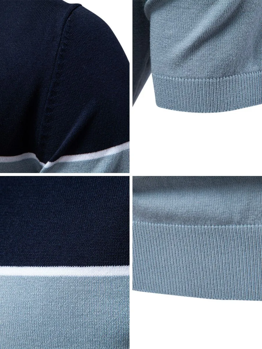 Lightweight Color Block Knit Sweater Polo